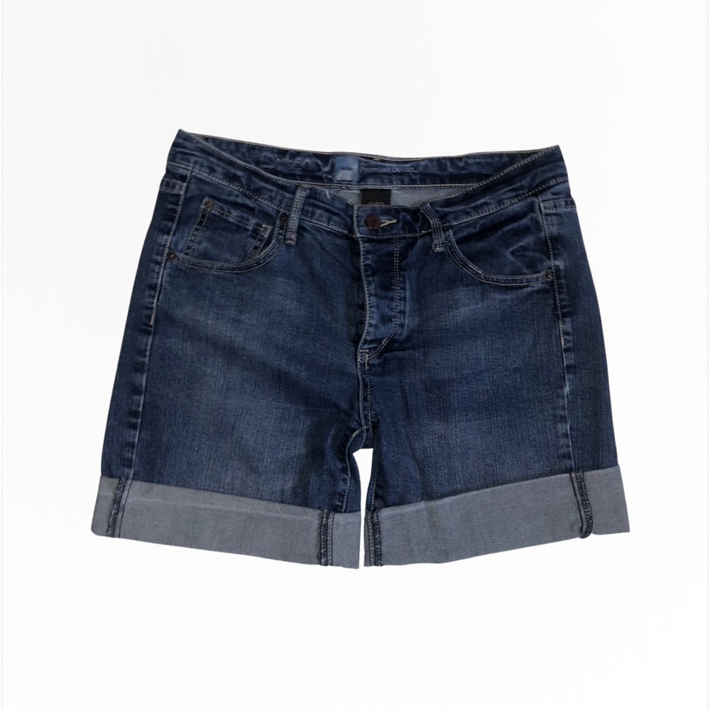 Classic Blue Jean Shorts with Cuffed Hems Size 8